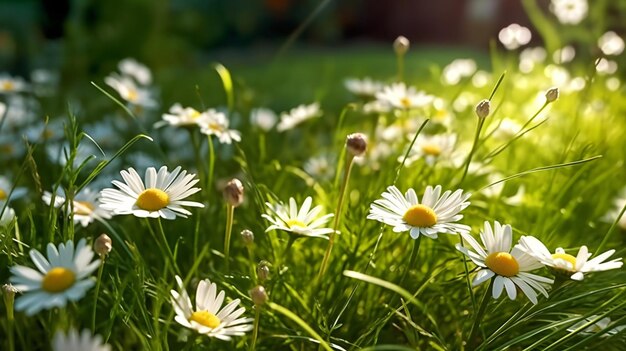 Gänseblümchenblume im Grasgrün mit geringer Schärfentiefe