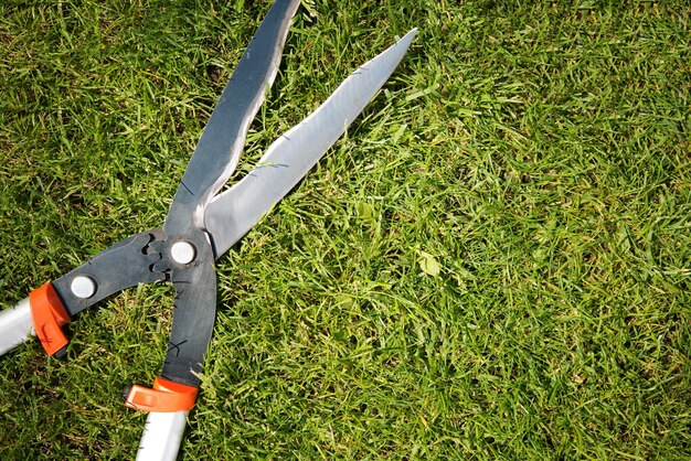 Gärtner Schere auf dem Gras