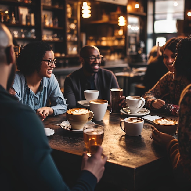 Gäste genießen ihren Kaffee und zeigen den sozialen Aspekt