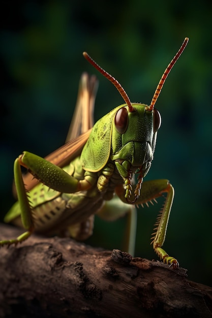 Foto gafanhoto em um galho