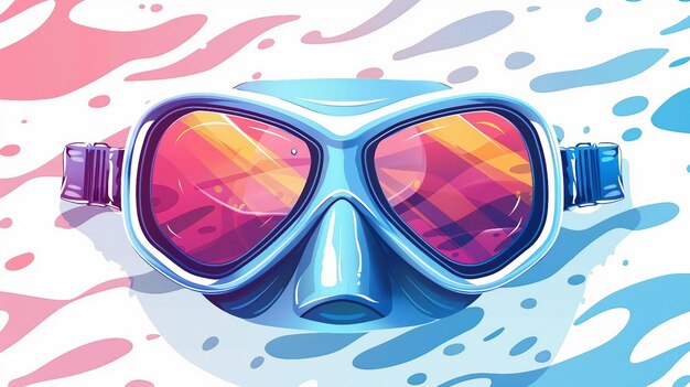 Unas gafas de buceo en un fondo claro y colorido generan una ilustración de IA