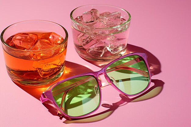 Gafas cosméticas en rosa