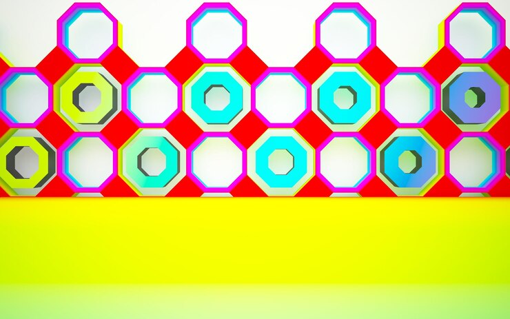 Foto gafas de degradado blanco y coloreado abstracto espacio público multinivel interior con ventana. 3d