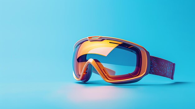 Foto gafas de esquí naranjas y azules aisladas sobre un fondo azul equipo de deportes de invierno