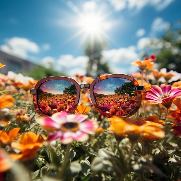 Foto gafas con flores generadas con ia