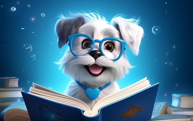 Foto gafas de lectura para perros de dibujos animados en 3d