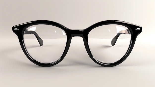 Foto gafas con marco de plástico negro con lentes redondas sobre un fondo blanco