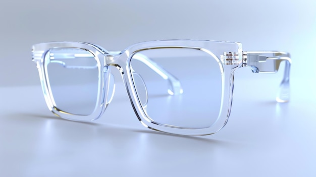 Foto gafas de marco de plástico transparente sobre un fondo blanco gafas modernas unisex renderización 3d