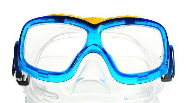 Gafas de natación azul aislado en blanco