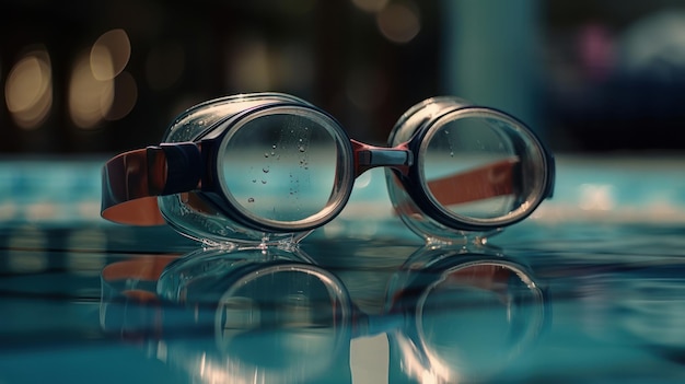 Gafas de natación gafas en la piscina generativa ai.