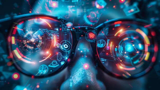 Gafas de realidad virtual de alta tecnología con pantalla HUD cibernética