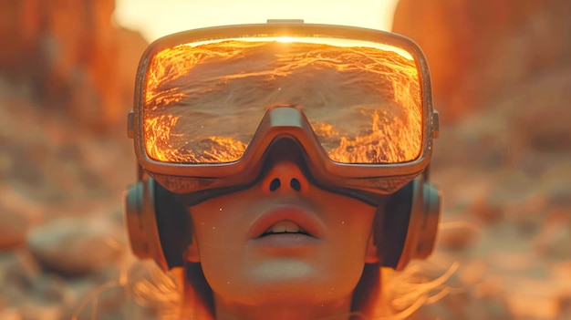 Gafas de realidad virtual sobre un fondo oscuro