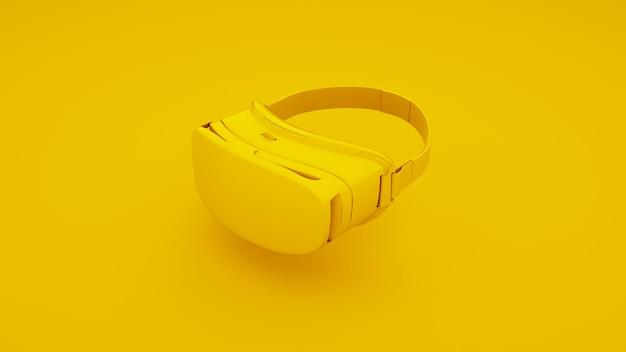 Gafas de realidad virtual VR sobre fondo amarillo. Ilustración 3D