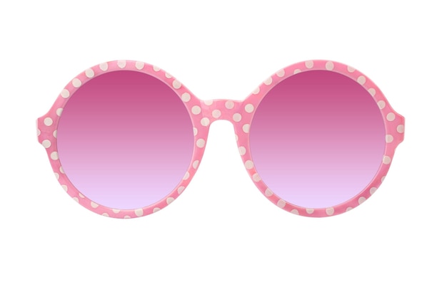 gafas rosadas en un marco de plástico aislado sobre un fondo blanco