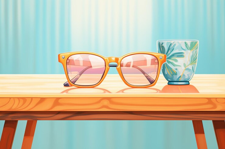 Gafas de sol al estilo de las celebridades en una mesa de vidrio