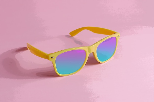 Gafas de sol amarillas sobre fondo rosa pastel Minimal summer conc