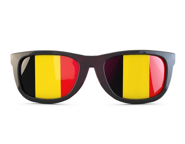 Gafas de sol con bandera de Bélgica Representación 3D