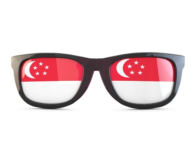 Gafas de sol con bandera de Singapur Representación 3D