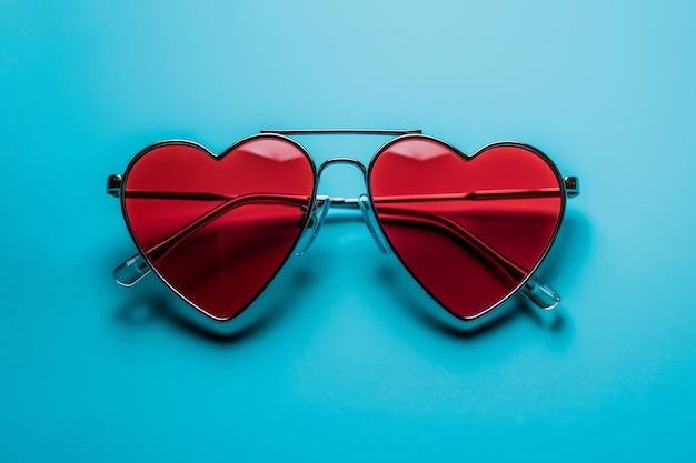 Gafas de sol elegantes en forma de corazón sobre un fondo sencillo