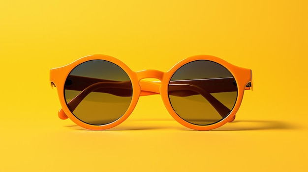 Gafas de sol elegantes sobre un fondo amarillo de alta calificación