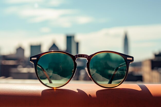 Gafas de sol de estilo elegante en sesión de fotos con luz natural