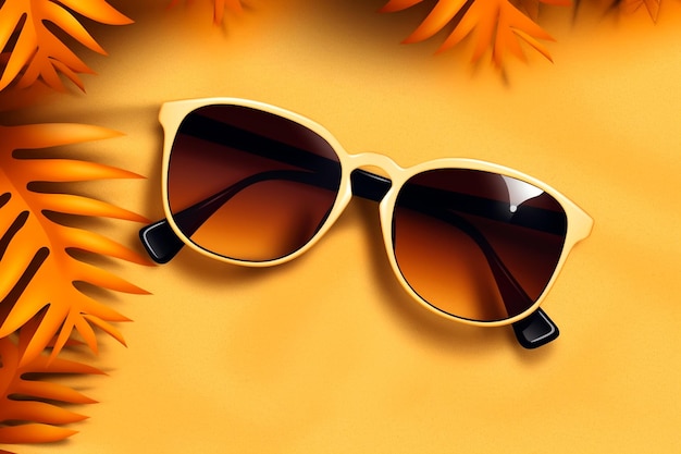 Gafas de sol con estilo en el espacio de fondo para el texto horario de verano generado por ai