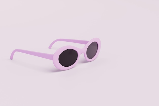 Gafas de sol glamorosas con un marco rosa sobre un fondo blanco copiar pegar copiar espacio 3D render