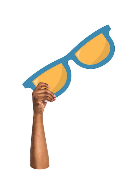 Las gafas de sol en la mano con fondo transparente png