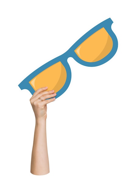 Las gafas de sol en la mano con fondo transparente png