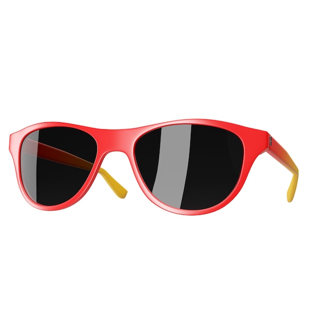 Gafas de sol de moda rojas de estilo moderno con fondo blanco con ruta de recorte renderizado en 3D