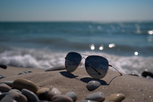 Gafas de sol playa de mar soleada Generar Ai