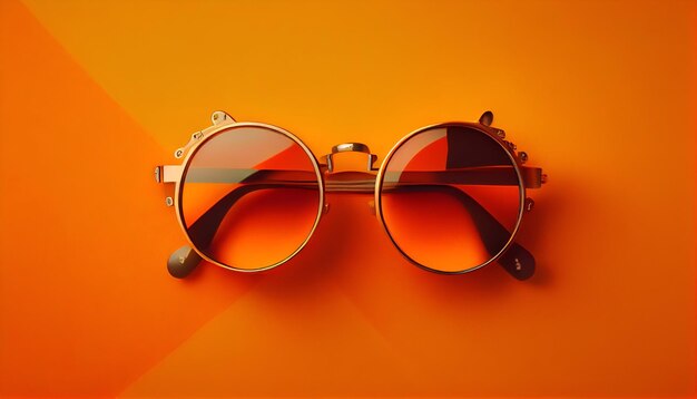 Gafas de sol retro a la antigua sobre fondo naranja vibrante