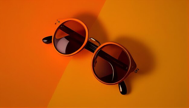 Gafas de sol retro a la antigua sobre fondo naranja vibrante