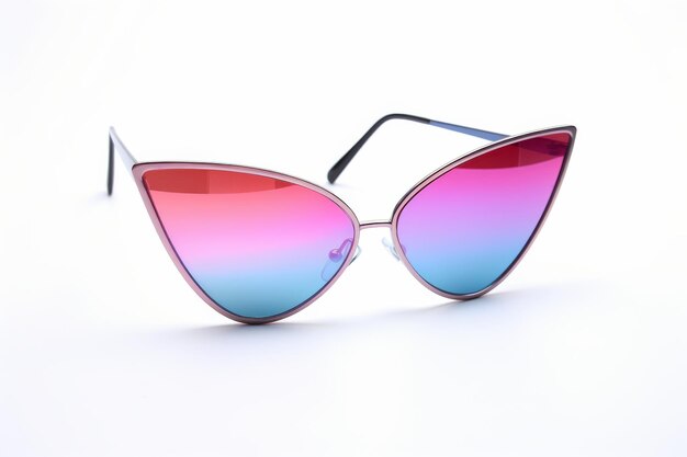 Gafas de sol rosadas y azules sobre un fondo blanco Sobre una superficie blanca o clara PNG Fondo transparente