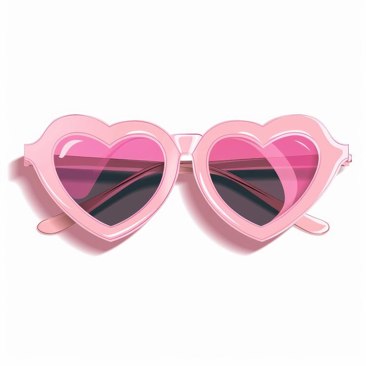 gafas de sol rosas con un corazón rosado que dice hola gatito