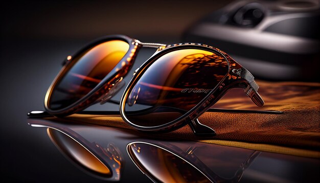 gafas de sol sobre fondo negro
