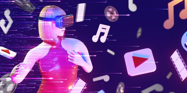 Gafas VR Reproductor multimedia Mirar películas Escuchar música Entretenimiento Fiesta Metaverso Ilustraciones