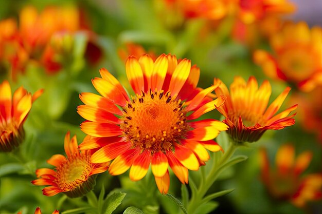 Gaillardia o flor de la manta Sombros brillantes y coloridos de tonos cálidos