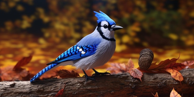 Gaio-azul em um galho Pássaro na floresta Ornitologia Foto de alta qualidade Generative AI