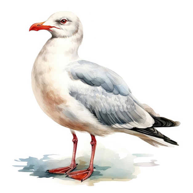 Gaivota aquarela isolada em fundo branco