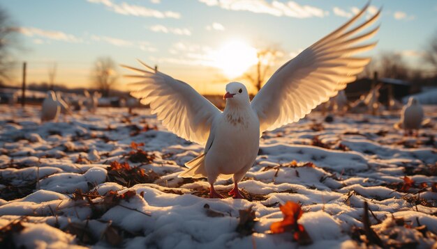 Foto gaivota voando livremente espalha beleza da natureza gerada por ia