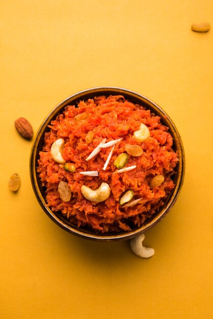 Gajar ka halwa es un pudín de postre dulce a base de zanahoria de la India