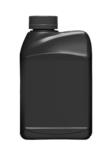 Galão de plástico preto isolado em fundo branco