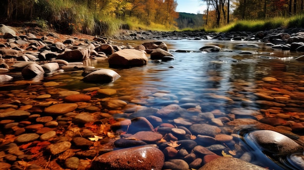 La galardonada fotografía Fisheye Lens captura las rocas lisas y pulidas del río