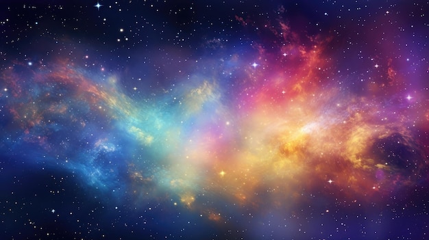 Galaxia arco iris con estrellas y polvo espacial generada por la IA Imagen
