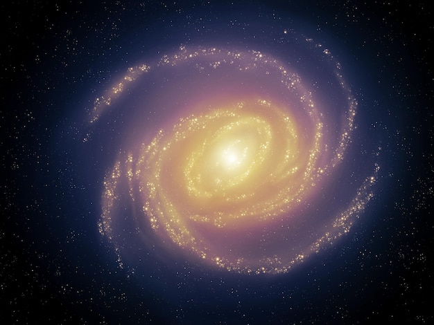 Galaxia brillante aislada en fondo negro brazos de la galaxia espiral con estrellas belleza del cosmos