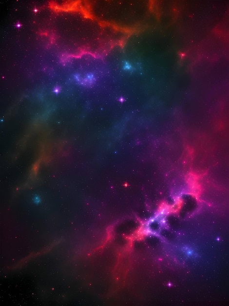 Galáxia colorida da nebulosa em um fundo preto Generative ai