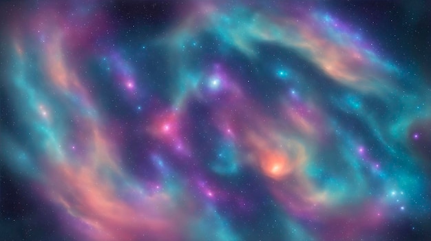 Una galaxia colorida con estrellas y nebulosa en el fondo.