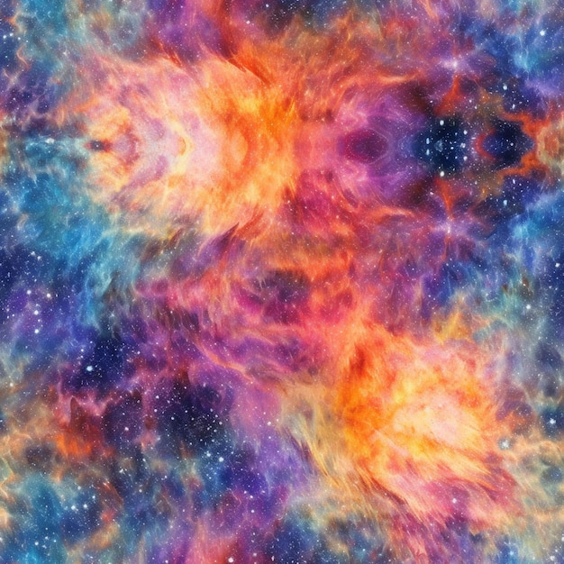 Una galaxia colorida con estrellas y nebulosas en el fondo.