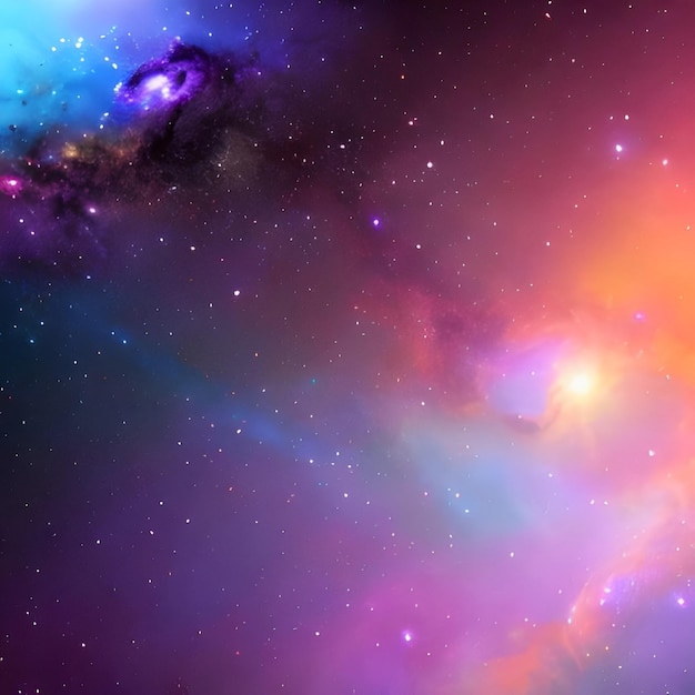 Una galaxia colorida con un fondo azul y morado.